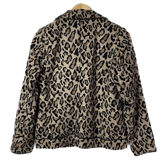 Chicos 0 Leopard Animal Print Jacquard Moto Jacket US Size 4 6 Small - Picture 7 of 10